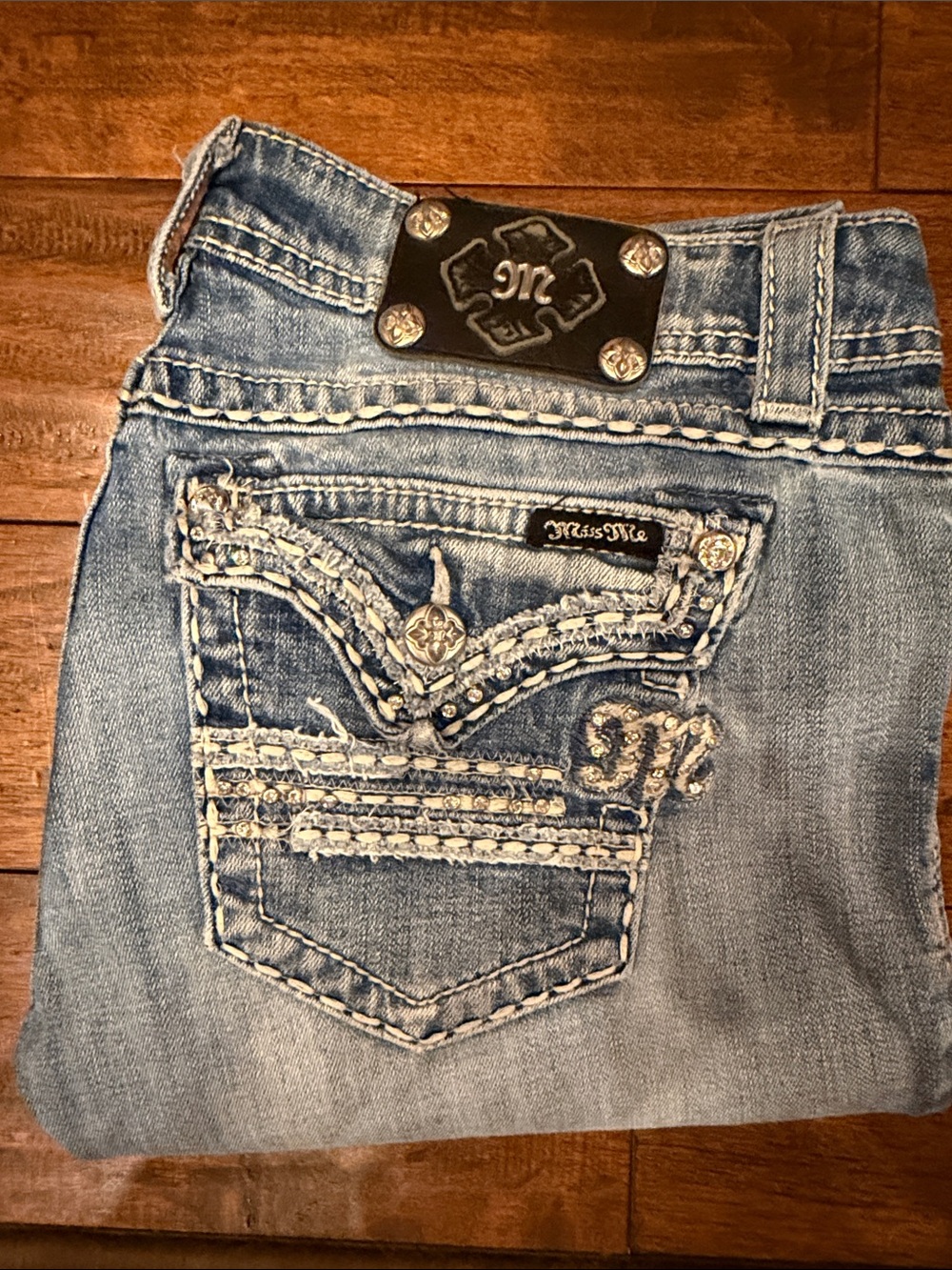 Miss Me Light Blue Embroidered Boot Cut JeansSz 30